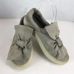 J-Slides Grey Suede Leather Bow Slip on US 7.5